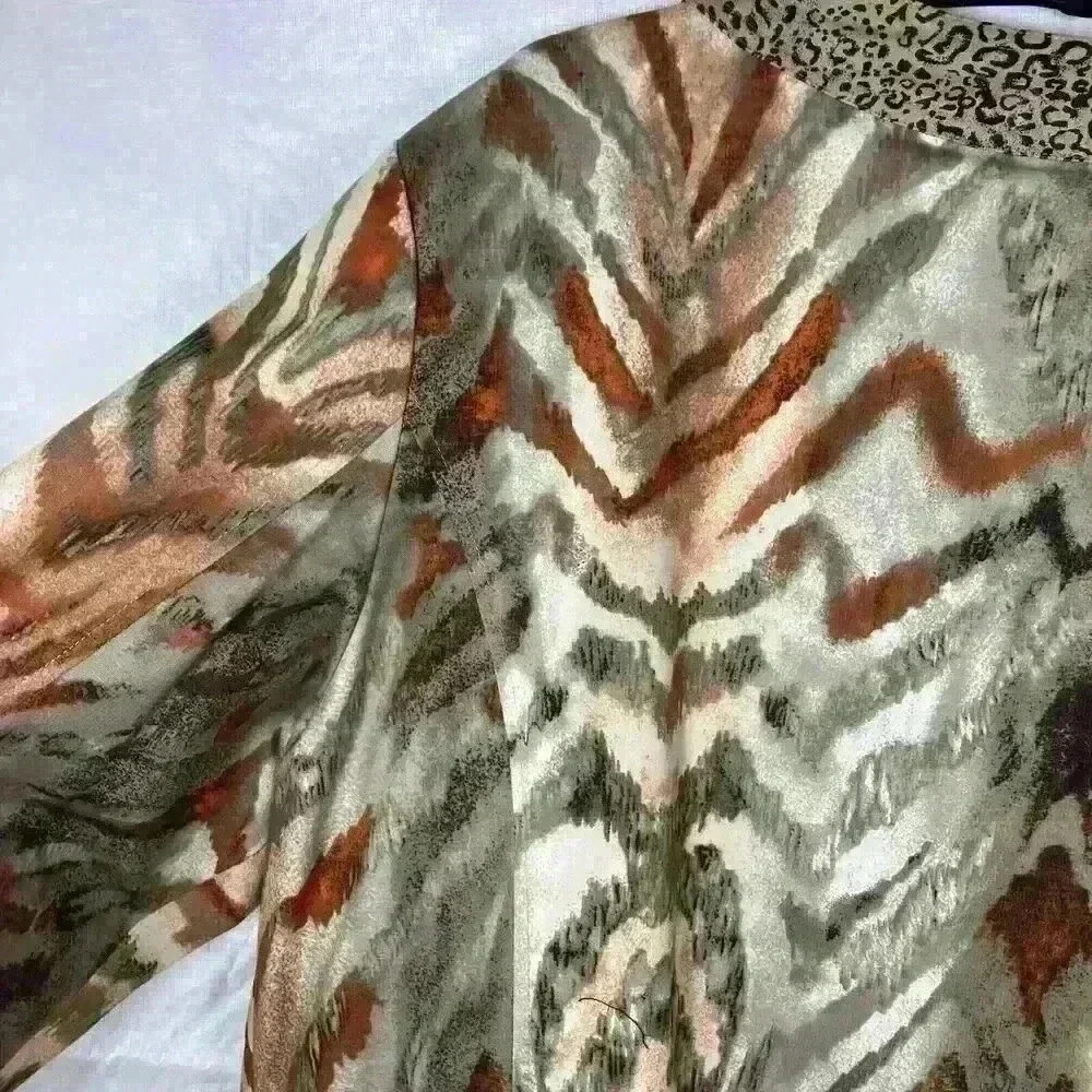 Chicos Women’s Jacket Size 3 XLRN# 79984. Blazer Animal Print Fall Tiger Brown - Picture 12 of 12
